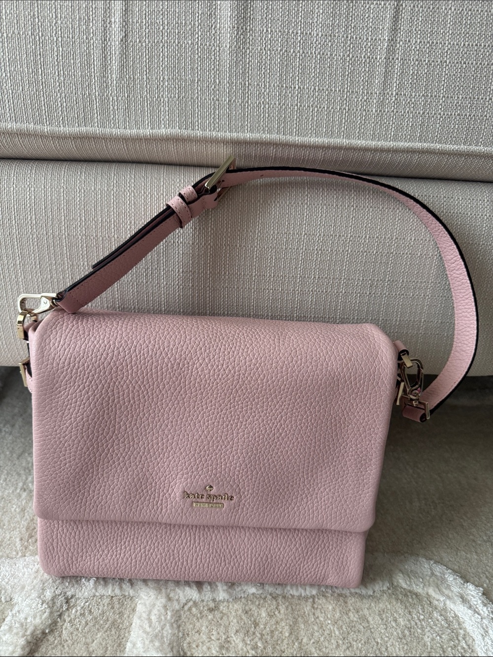 kate spade Pink Pebble Leather Shoulder Bag With Adjustable Straps